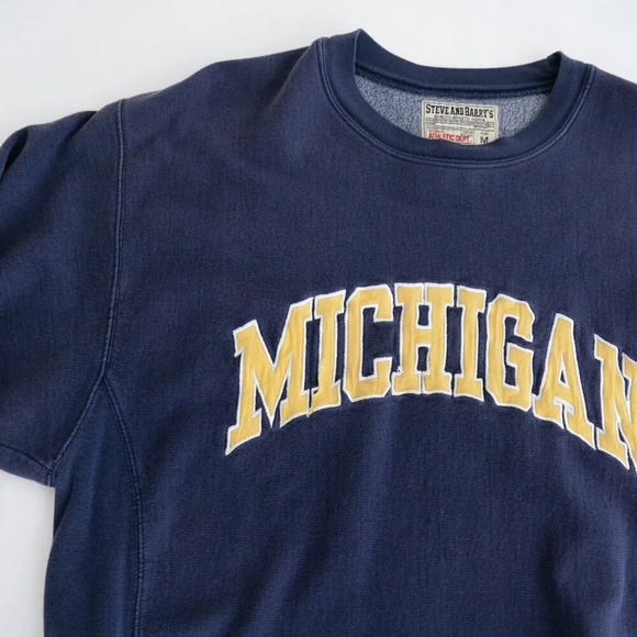 Vintage 90'S Steve And Barry's Navy Mi Wolverines University Crew Neck Sweater S - Picture 11 of 11